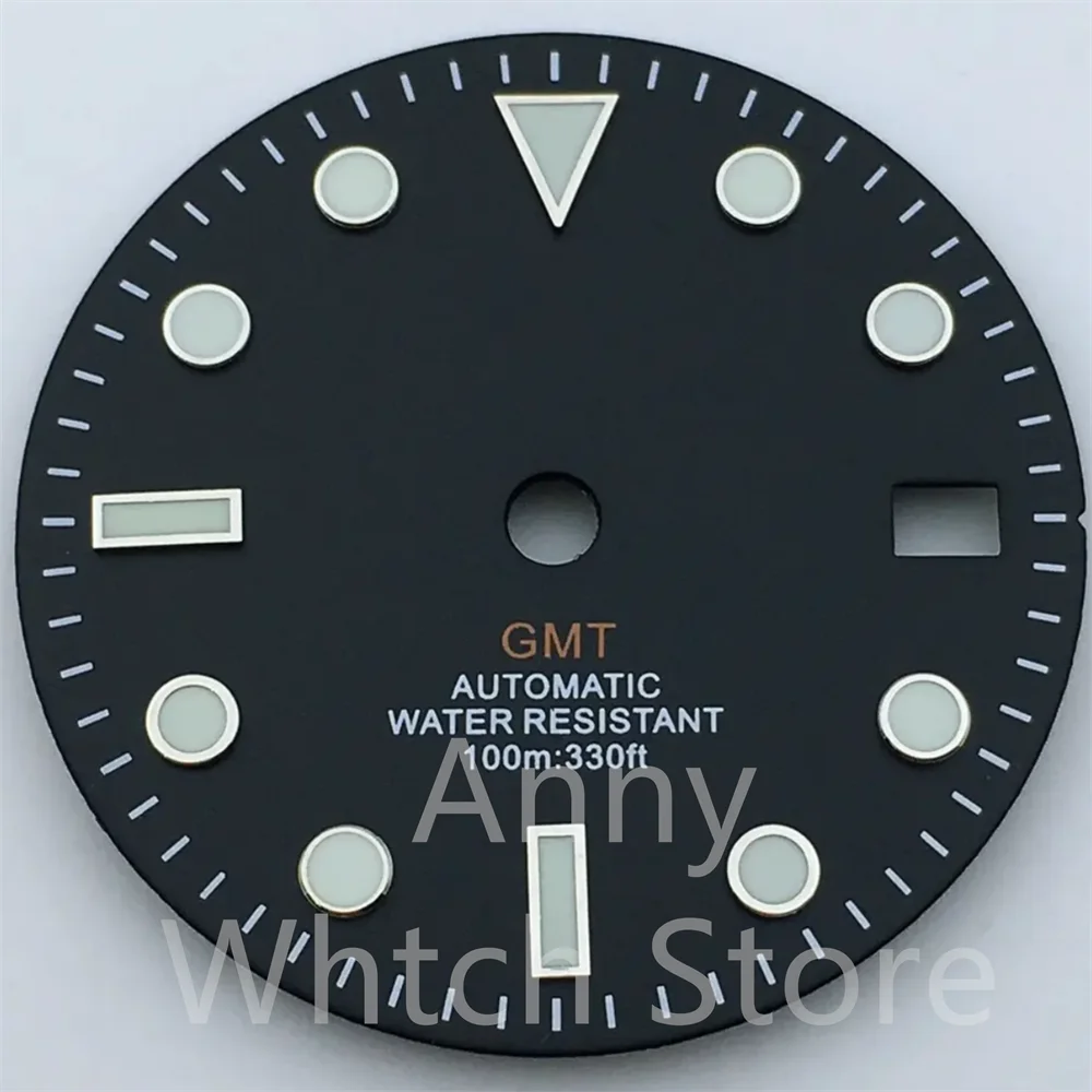 Green Luminous GMT Watch Dial with Four Hands - Premium 29mm Replacement Part
