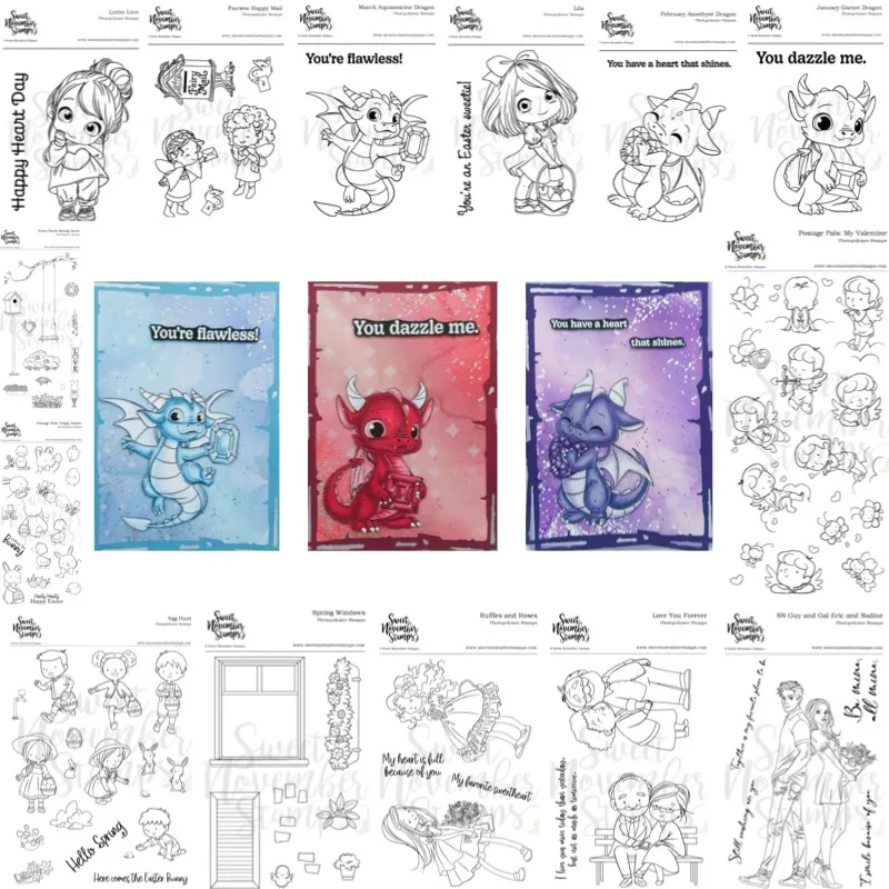 드래곤 해피 메일 걸 클리어 실리콘 스탬프 DIY 스크랩북킹, 불렛 저널, 공예..