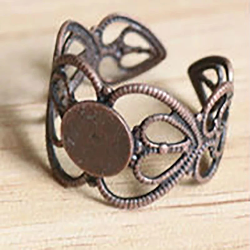 CLEARANCE Adjustable Filigree Ring Blank Findings with 8mm Glue On