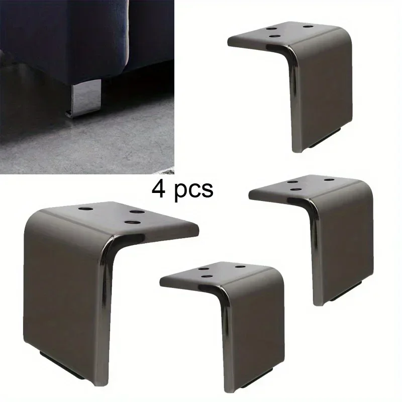 4pcs Hardware Accessories Metal Sofa Feet Furniture Metal Support Feet L-Type Height Sofa Cabinet Table Chair Legs Replacement