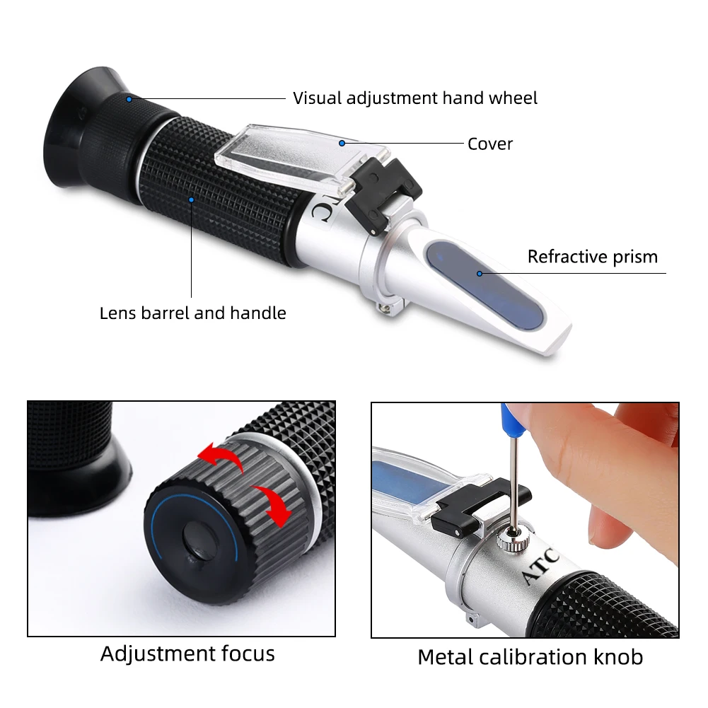 Handheld 10-30% Water Honey Refractometer ATC Honey Concentration Meter Honey Mo