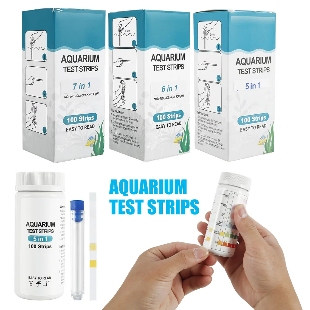 7 en 1 Bandelettes Test Aquarium, 100 Pièces Kit de Test d'eau