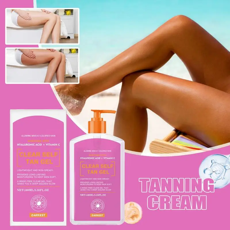 Intensive Tanning Gel 100ml Bronzing Tan Cream Non-Sticky Tanner Gel Moisturizing Skin Care For Sunbeds & Outdoor Sun