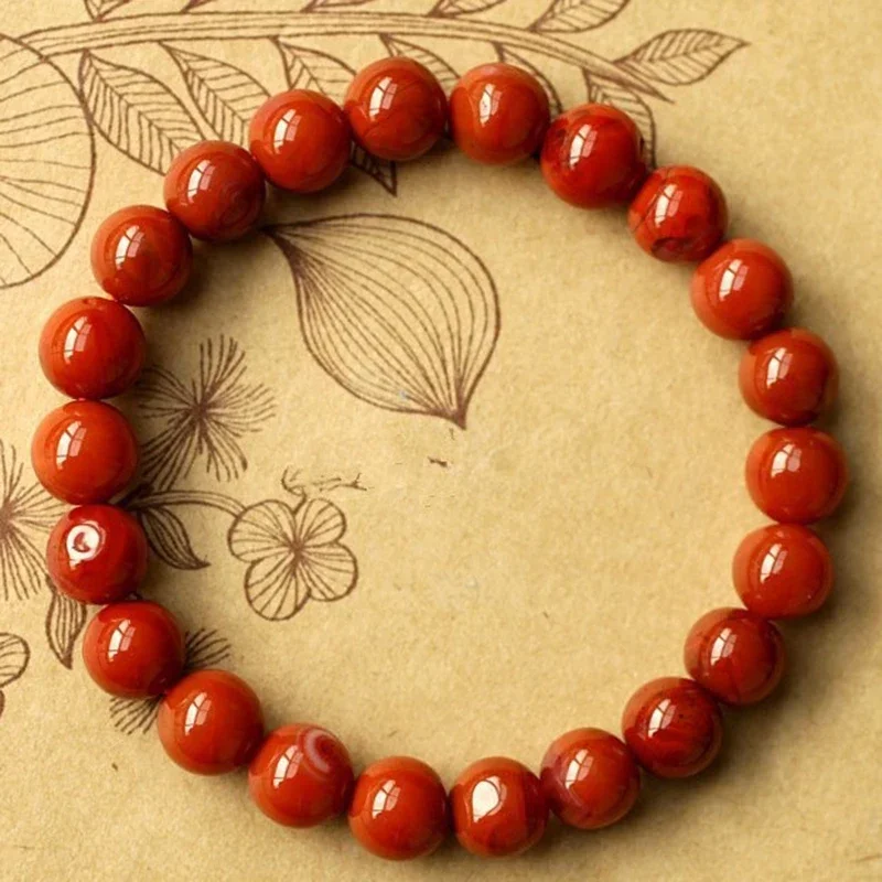 

JoursNeige Red Bracelets Natural Beads 10mm-16mm Zhanguo Red Stone Lucky Bracelet Fashion Jewelry Accessories for Men Women