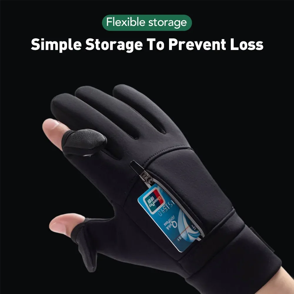 Winter Fishing Gloves 2 Finger Flip Waterproof Windproof Photograph Men Women Warm Protection
