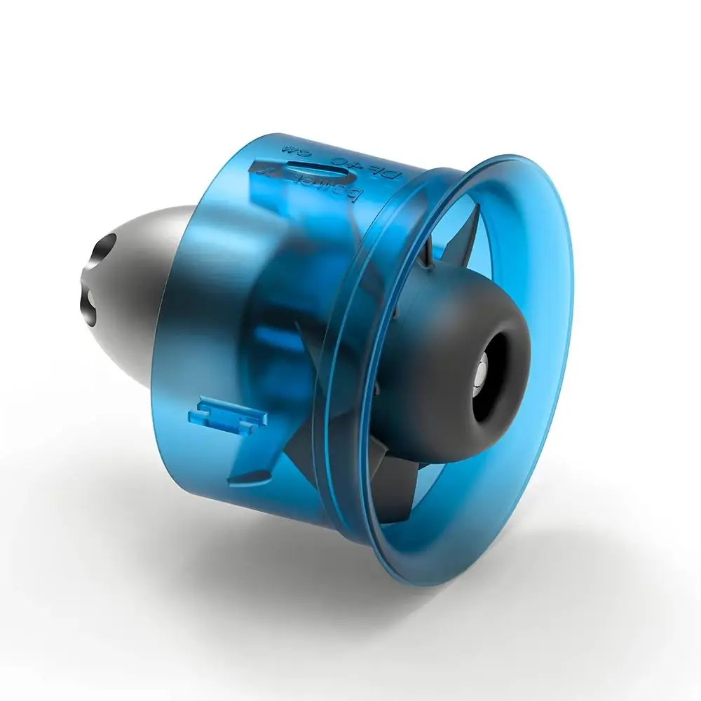 Profil du moteur EDF 40mm 8 pales MC1908 6500KV/8600KV, montrant la longueur et les connecteurs.