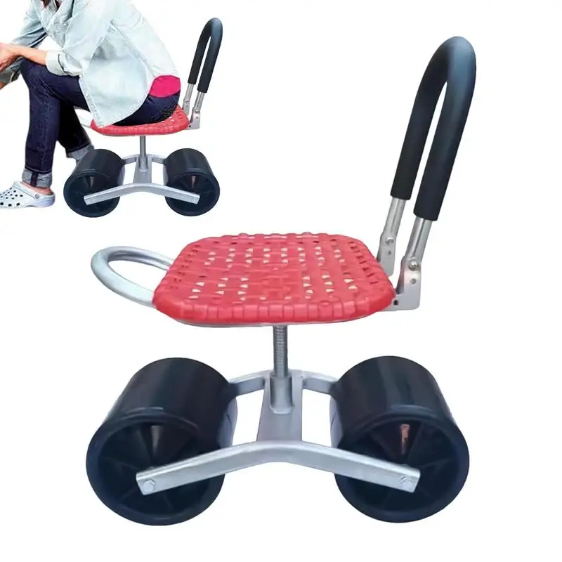 Garden Cart With Seat Rotating Garden Stools for Gardening Adjustable Height Chair Steering Handle