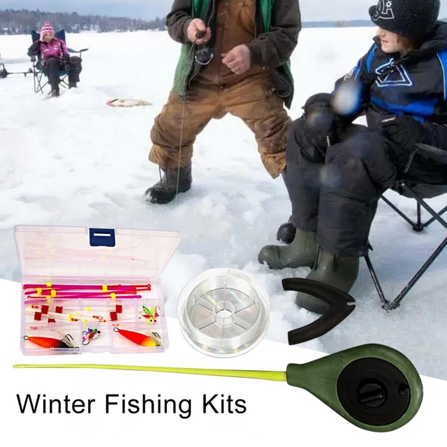 1 Set Winter Fishing Set Sharp Hook Treble Hooks Fishing Realistic Bait  with Box Fishing Hook Line Combination for Ice Fishing - AliExpress