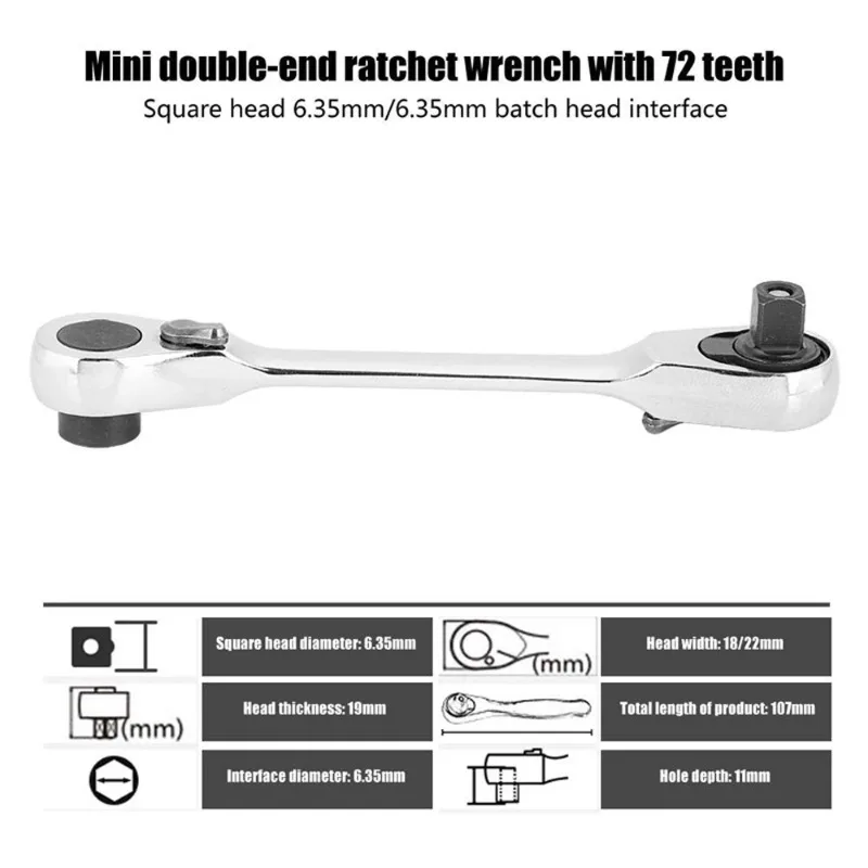 Portable Dual-head Quick Socket Portable Wrench,  Wrench  Screwdriver  Hex  Torque Wrench Set 2-in-1 Ratchet  Practical