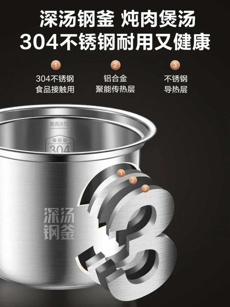 220V Multi-Functional 5L Electric Pressure Cooker with Smart Reservation and Deep Soup Pot