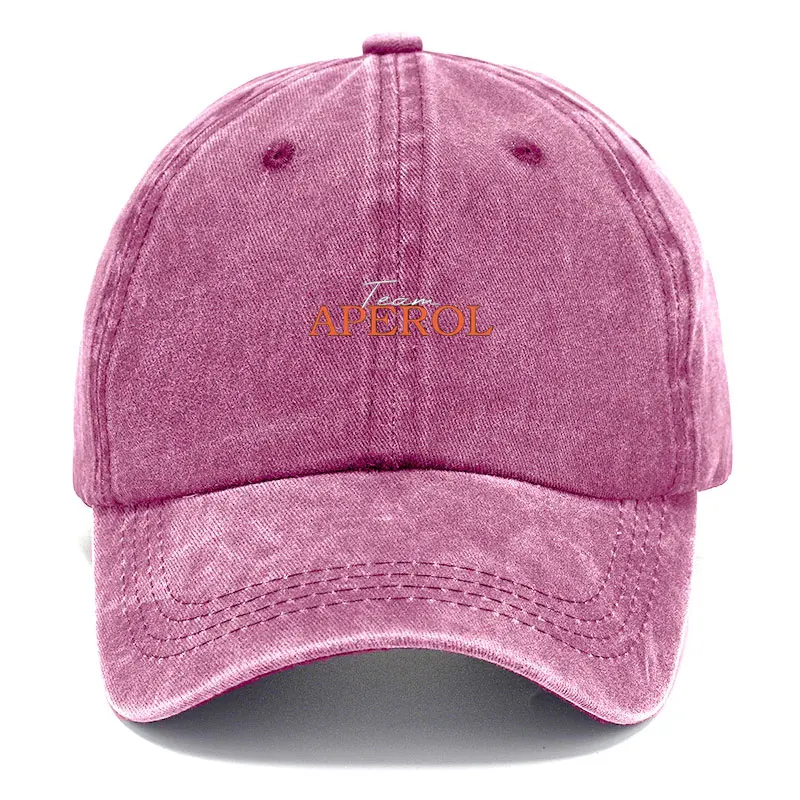 Team Aperol Vintage Washed Baseball Cap Retro Distressed Cotton Hat Unisex Verstellbare Snapback-Kappe für Gruppenfeiern, Sport und Freunde – Detail 5