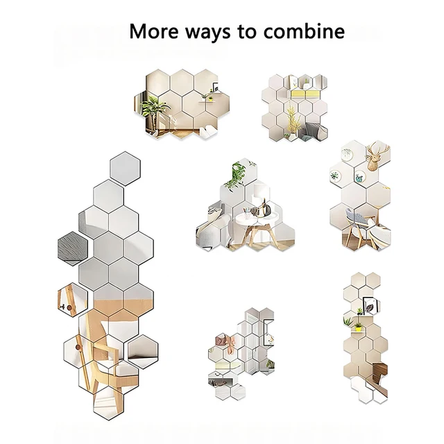 45pcs Mirror Wall Sticker, Hexagon Wall Art Sticker, DIY Household Decorative Tiles Sticker 2
