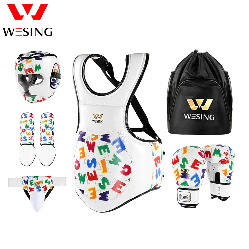 

Wesing Kids Martial Arts Equipment Wushu Sanda Protector Gear Sanda Competition Training 8Pcs Sets Free Shipping