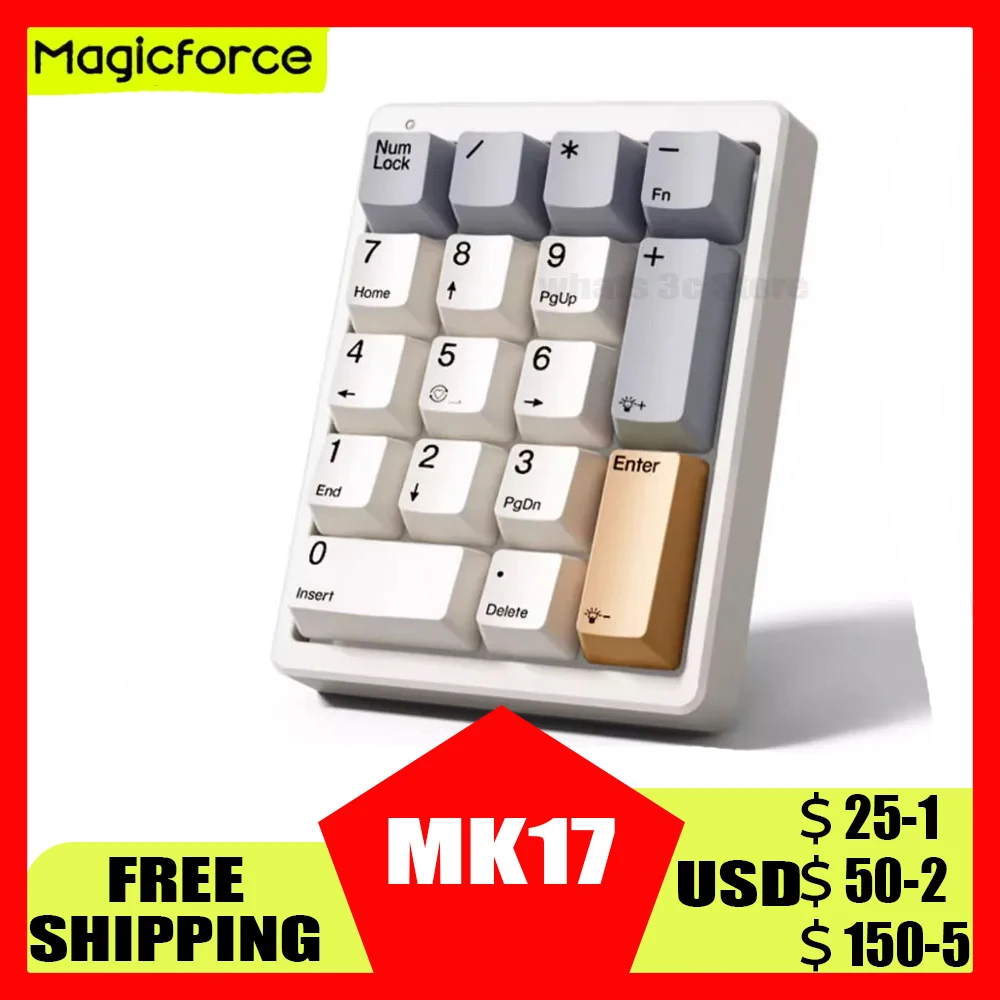 

Механическая клавиатура Magicforce Mf17, цифровой маленький компьютер, внешний зеленый чай, пользовательская вилка Rgb, красочный вытяжной вал, комплект, мужские подарки