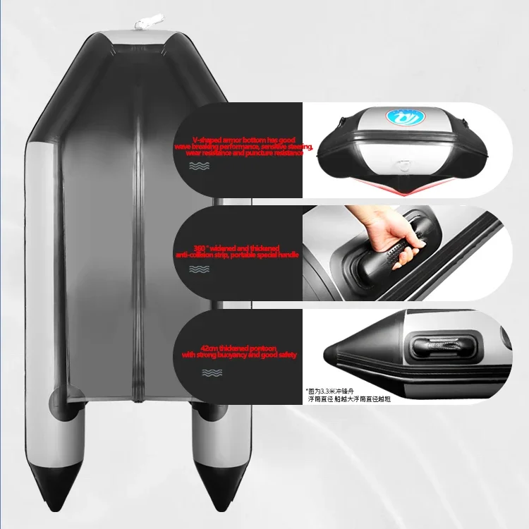 New Arrived 2.3~5.2m Inflatable Assault Boat Set 0.9mm Thickened Wear-resistant Alloy V-shaped Bottoms Canoeing Fishing Boat