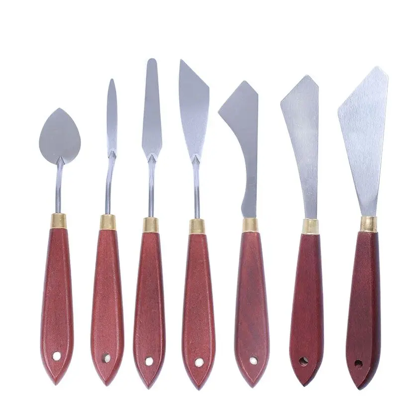 5Pcs7PcsMetalOilPaintingKnivesSetArtistCraftsSpatulaPaletteKnifeOilPaintingMixing