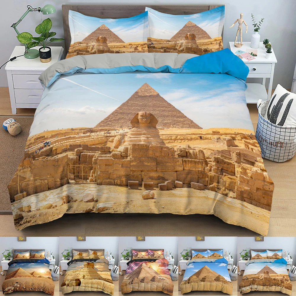 

Pyramid Duvet Cover Ancient Egyptian Bedding Set Classical Architecture Comforter Covers Twin King Size Quilt Cover Bedclothes