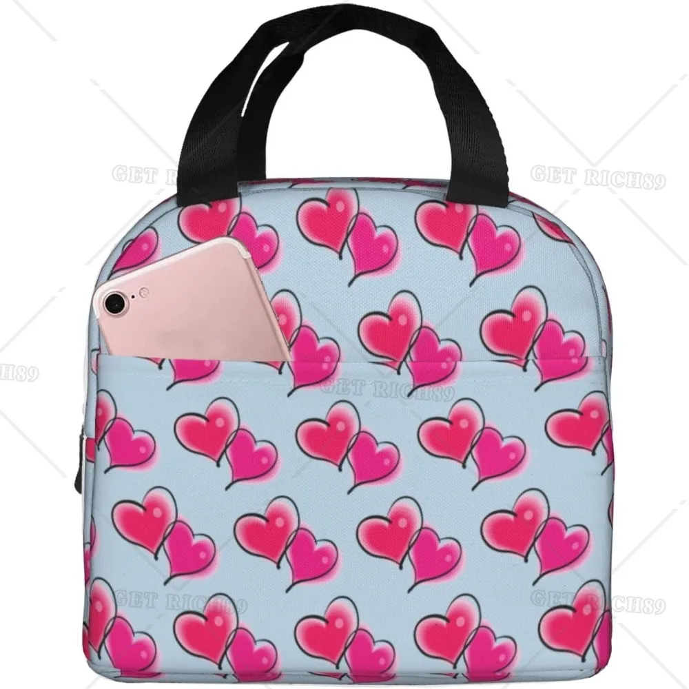 

Коробка для обедов с принтом «два розовых сердца» для мужчин и женщин