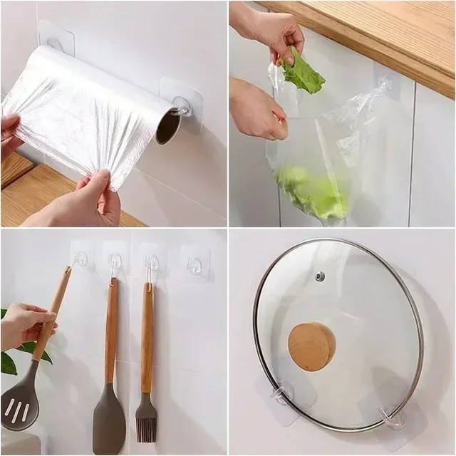 Crochets auto-adhésifs transparents, support robuste, crochets muraux, cintre de rangement pour clés, organisateur de cuisine et de salle de bains, 1 à 40 pièces 3