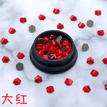  20pcs crystal rhienstone glass beauty ornaments Korean new 6mm flat cube hexagon nail drill DIY stick Japanese nail accessories 