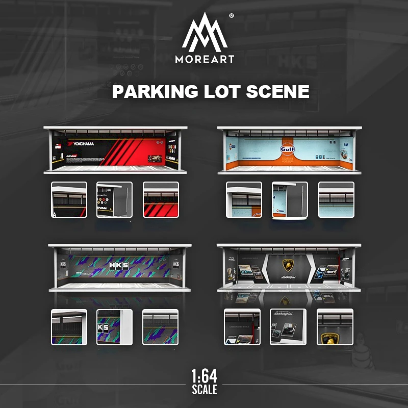 MoreArt 1:64 Gulf / HKS /Michelin /Advan Parking Garage Light Edition Assembled Scene Diorama 5