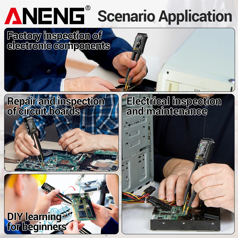 ANENG GN702 Smart Bridge Tweezer LCR SMD ESR Tester Resistance Capacitance Inductance Continuity Diode Hz Auto Test Tools