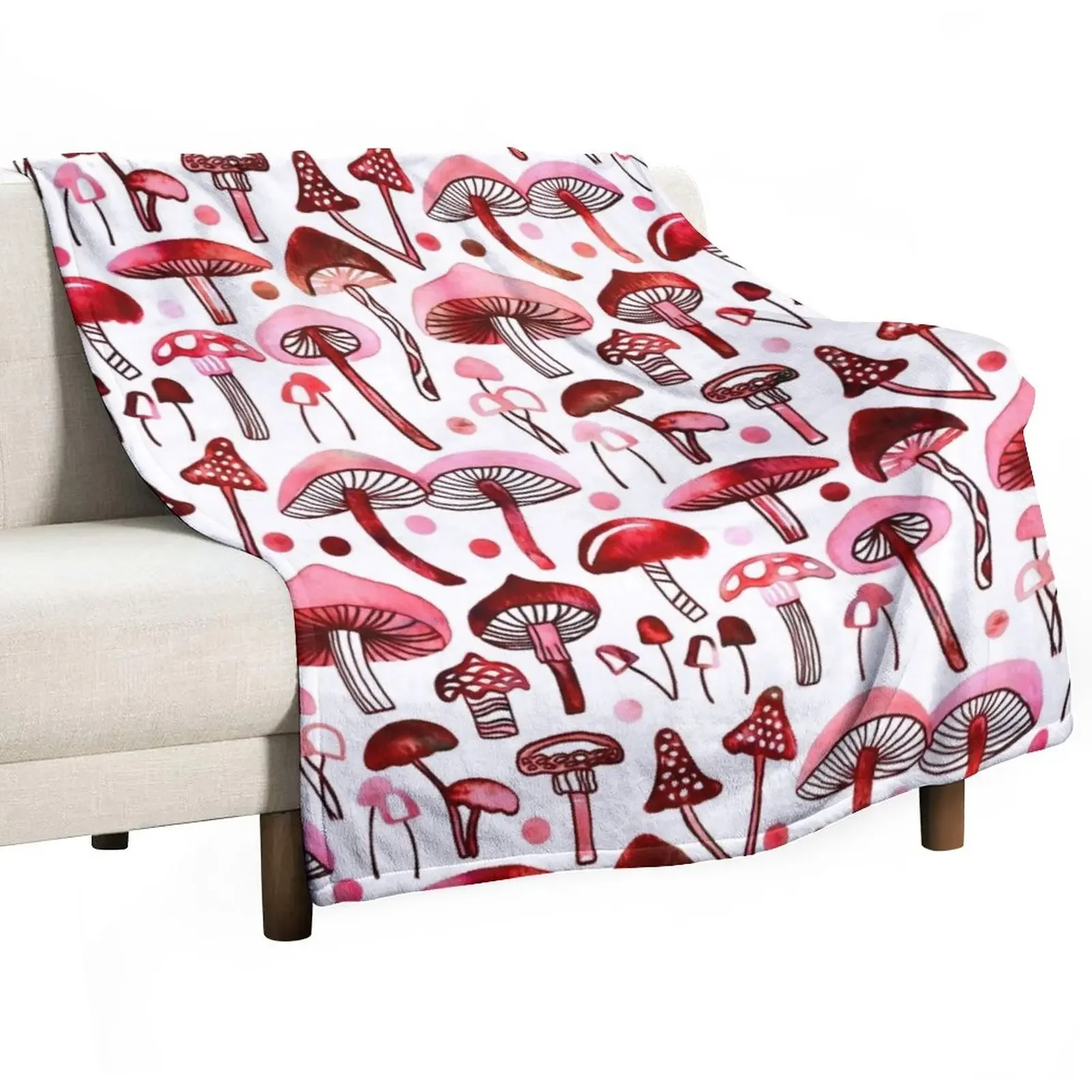 

Pink Mushrooms Throw Blanket For Baby Blankets For Bed Blankets