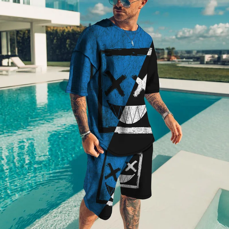 2022 Men's T-shirts Suit 3D Printing T-Shirt Formula 1 Sportswear Fitness Sports 2 Sets Clothes Little Devil  Sweatpants Male