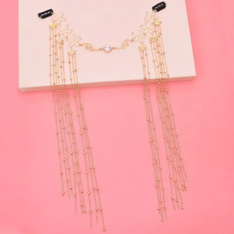 Retro Golden Hair Accessories Chinese Style Hairbands Tassels Chinese Forehead Headbands Hair Clips Womens Hair Fashion Jewelry