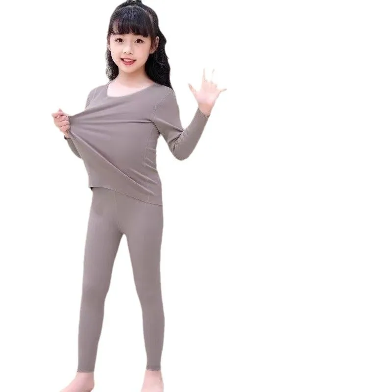 더롱 아동용 보온 속옷: 여아용 플리스 안감 긴팔 상의 및 긴 속옷 - 가을/겨울 베이스 레이어 세트