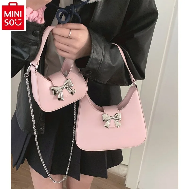 

MINISO Disney Cartoon Escape Princess Sweet Bow Handbag Fashion Women's Underarm Bag Chain Strap Crossbody Bag