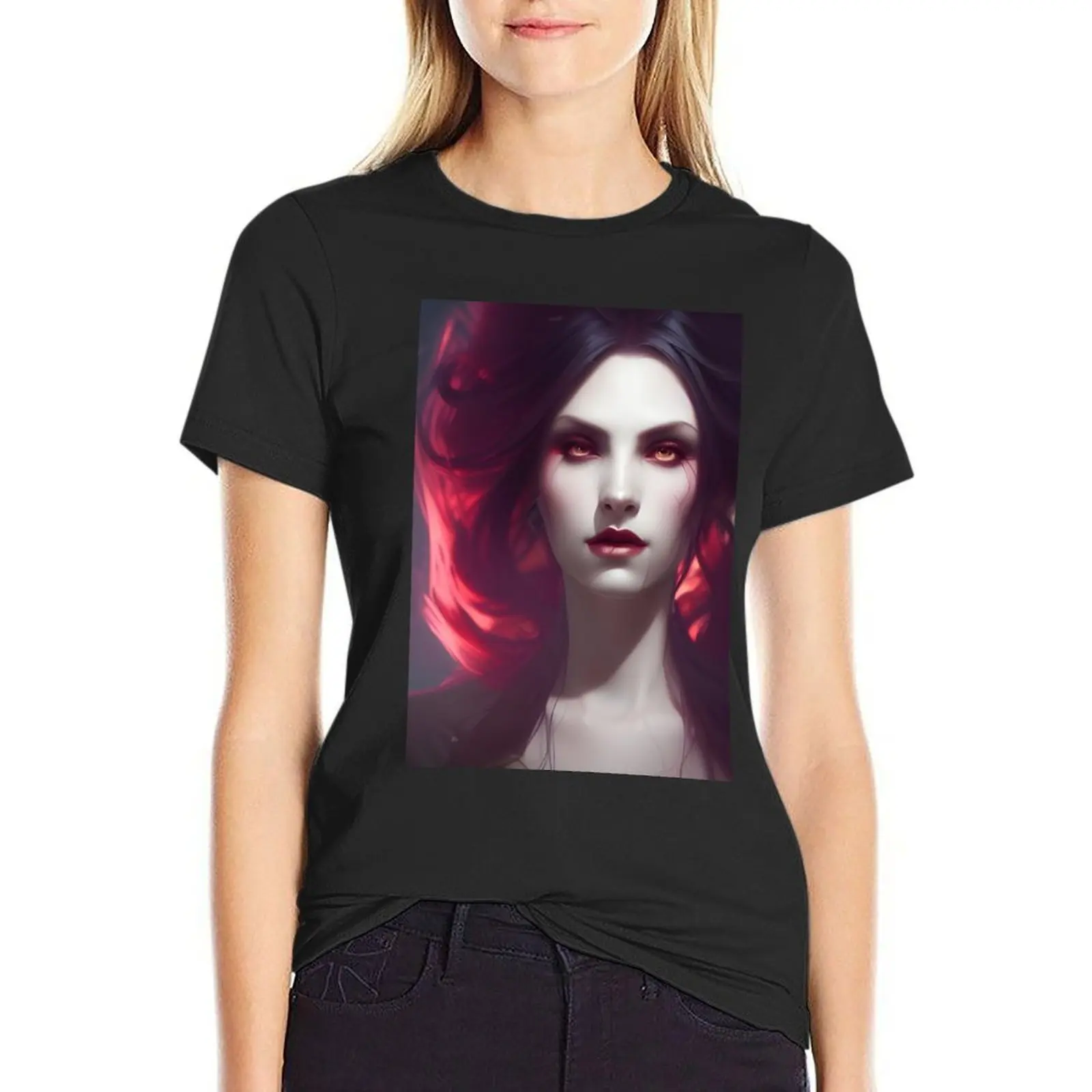 

Sexy Brunette Vampire Seductress Artwork T-Shirt sublime graphics t-shirts for Women graphic tees