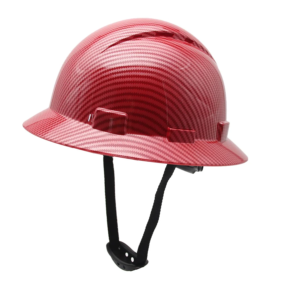 

Full Brim Hard Hat For Engineer Construction Work Cap For Men ANSI Approved HDPE Safety Helmet Carbon Fiber Color Breathable New