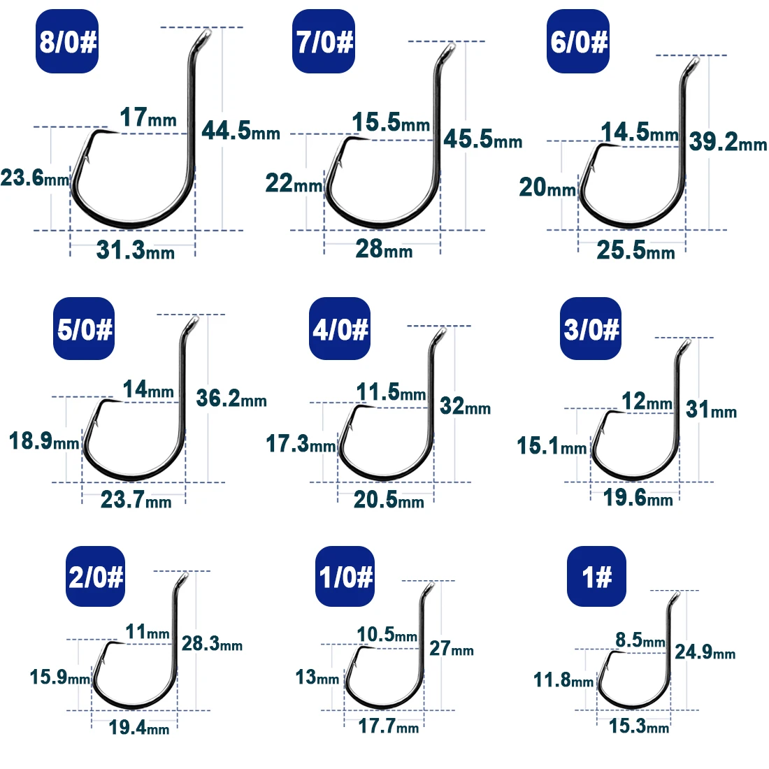 9KM Circle Fishing Hooks 25~50Pcs Offset Carp Fishing Live Bait Barbed – 9km -dwlife