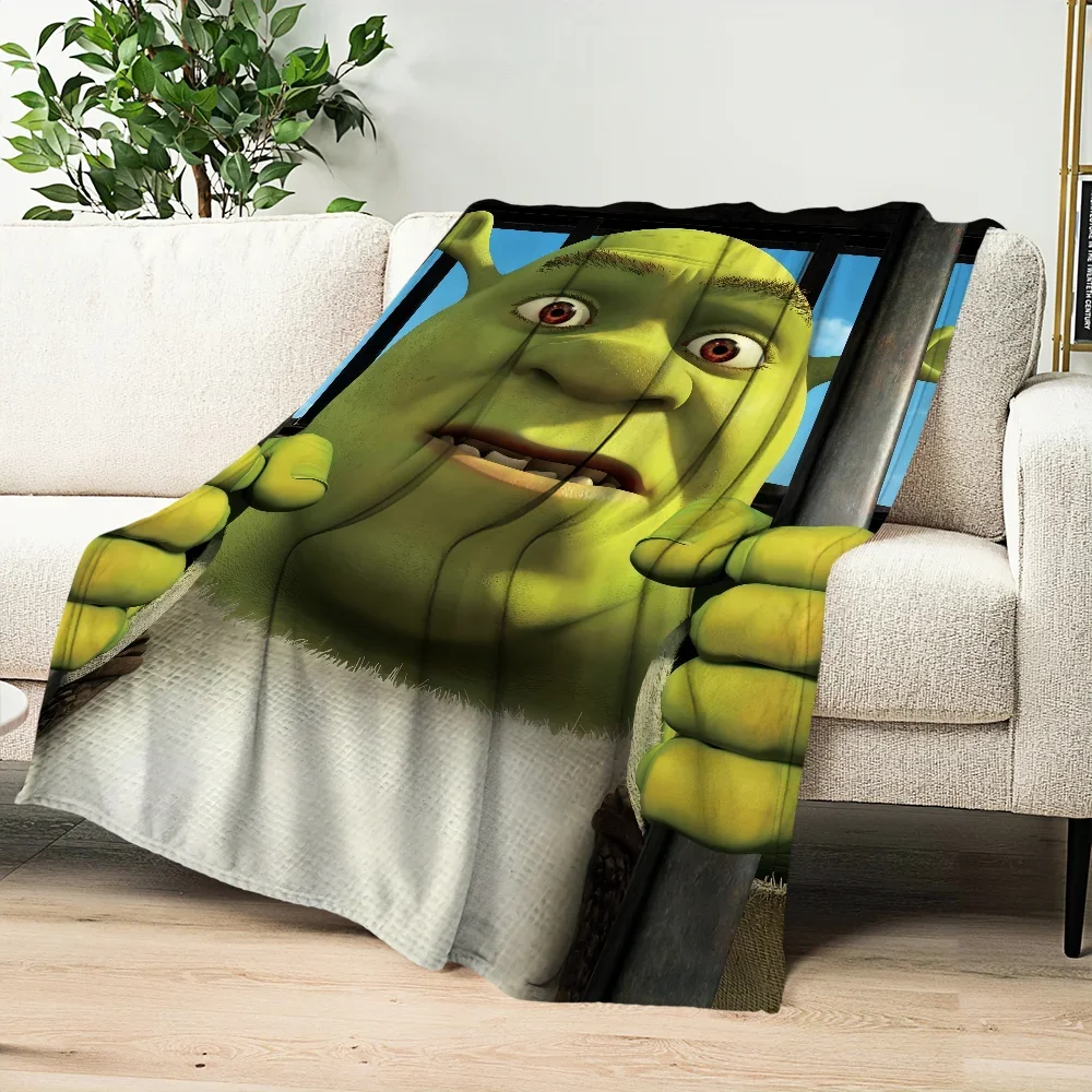 Cartoon S-ShrekS Cute Funny Blanket Plush Nap Sofa rug for Living Room Warm Office Bedroom Birthday Home Travel Kid Gifts 3