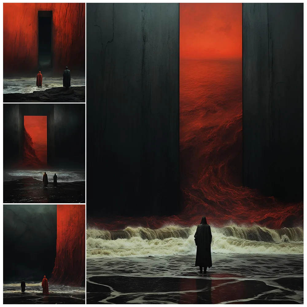 

The Entrance To Hell At One End Of The River Styx,Abstrat Wall Art Canvas Painting Horror Pagan Fantasy Art Poster Print Decor