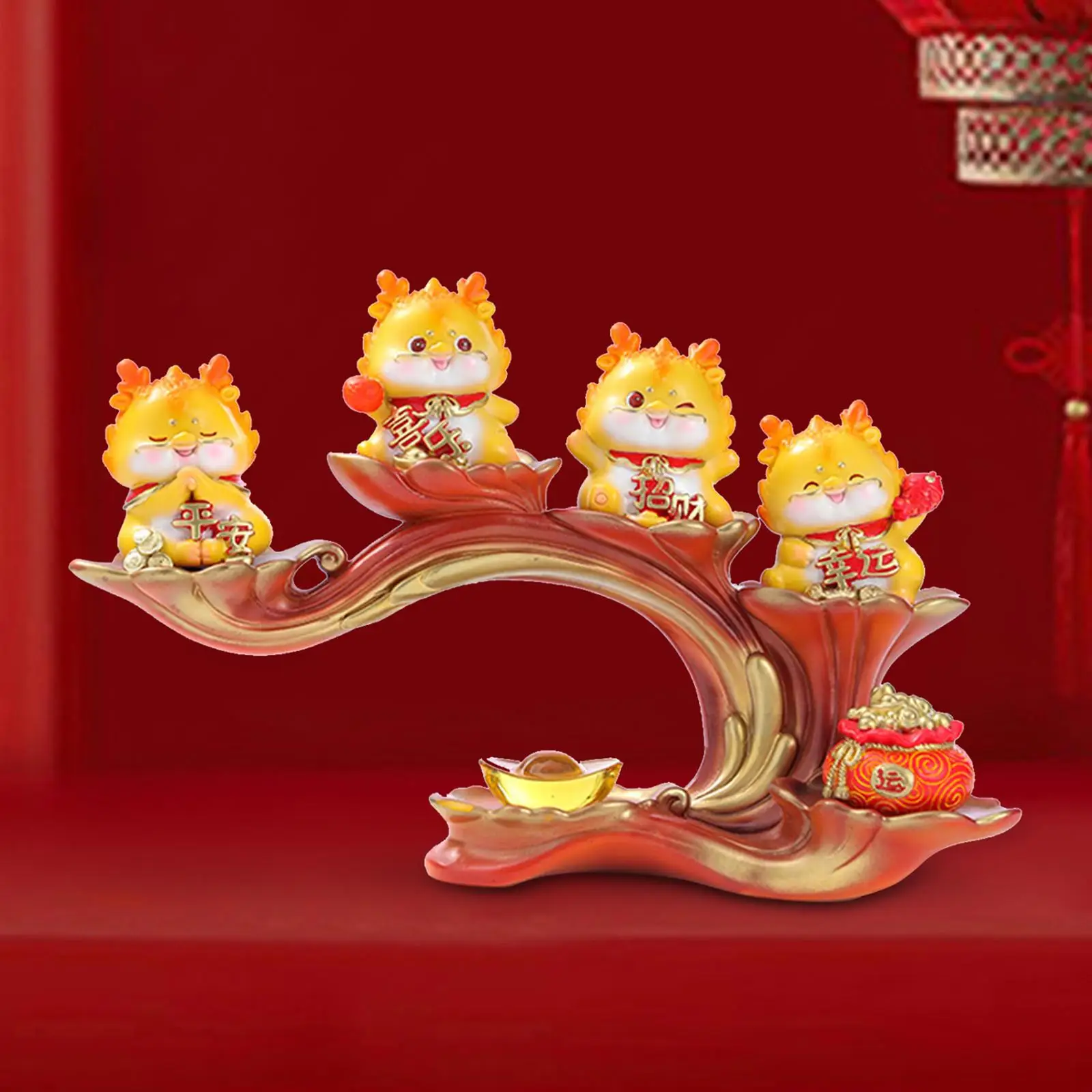 

Искусственная скульптура животного, декор фэн-шуй, полимерная креативная декоративная статуя года Дракона, настольные украшения для шкафа