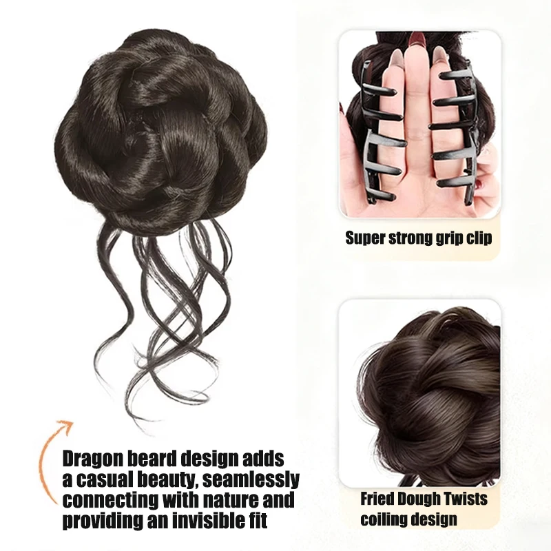 Dragon Beard Maruko Head Wig Grip Clip Simulation Hair Wig High Skull Top Flower Bud Head Wig