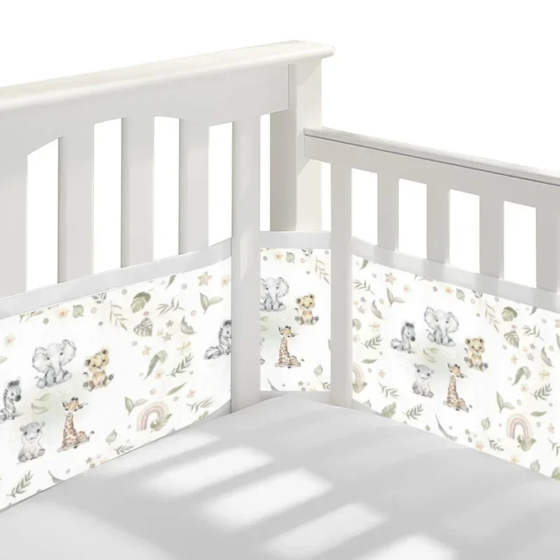 Baby Breathable Mesh Crib Girth 2Pcs/Set Comfortable for 4 Panel Crib Bed Circumference Around Protector Baby Mesh Bumper crib bumper