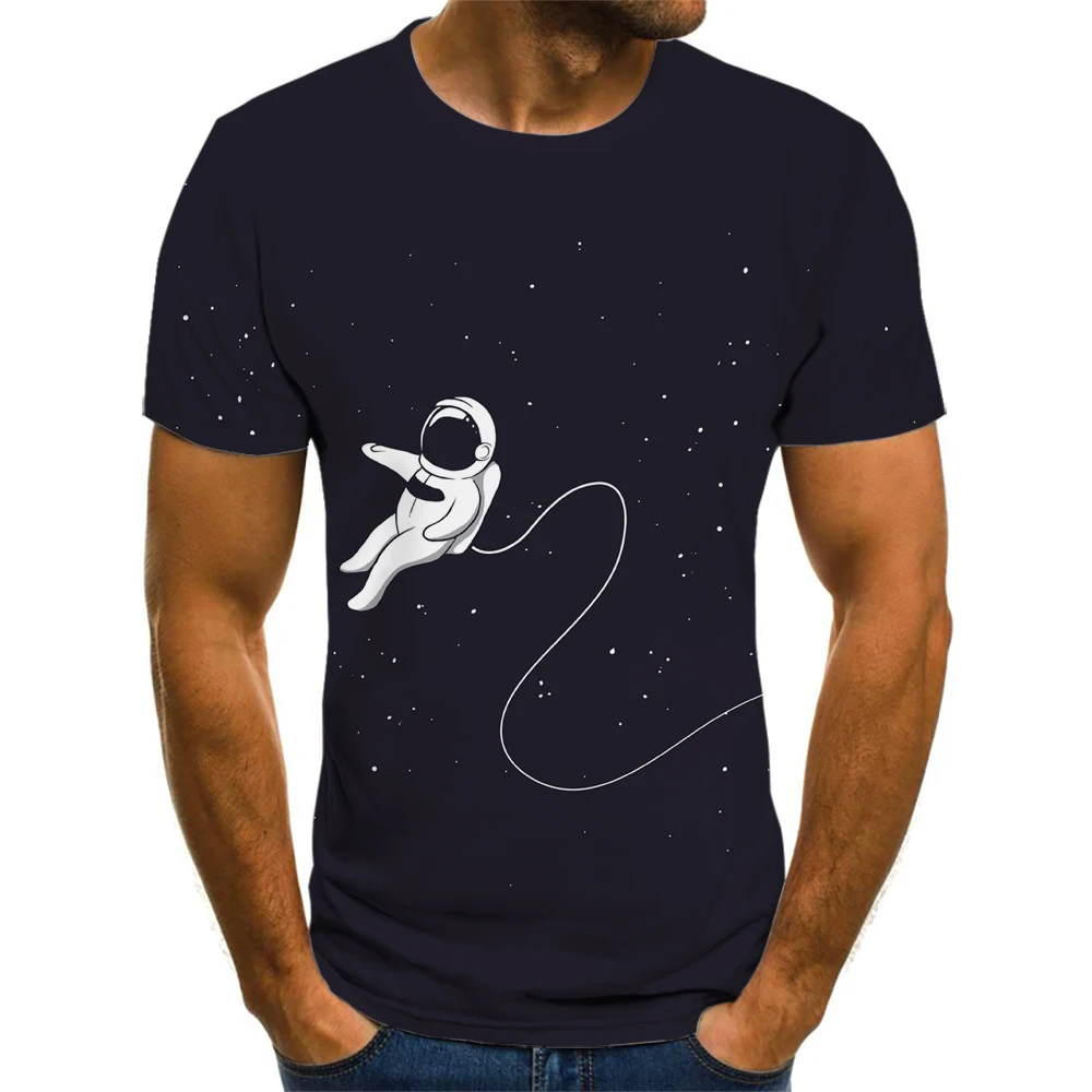

2022 Summer Fashion 3D Printing Men's Space Collection Pattern Short -sleeved Shirt, Personality Casual T -shirt.