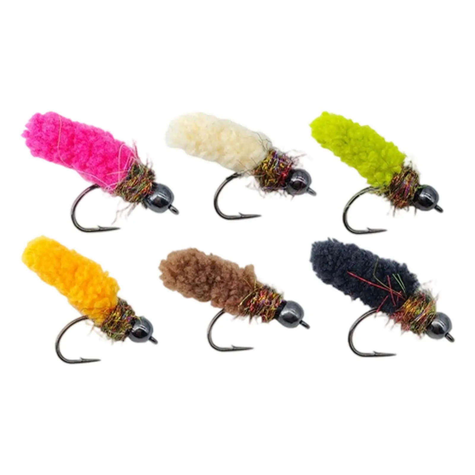 6 Pieces Fly Fishing Lures Artificial Baits Copperhead Freshwater Saltwater Nymphs for Panfish Salmon Bluegill Fishing Tackle