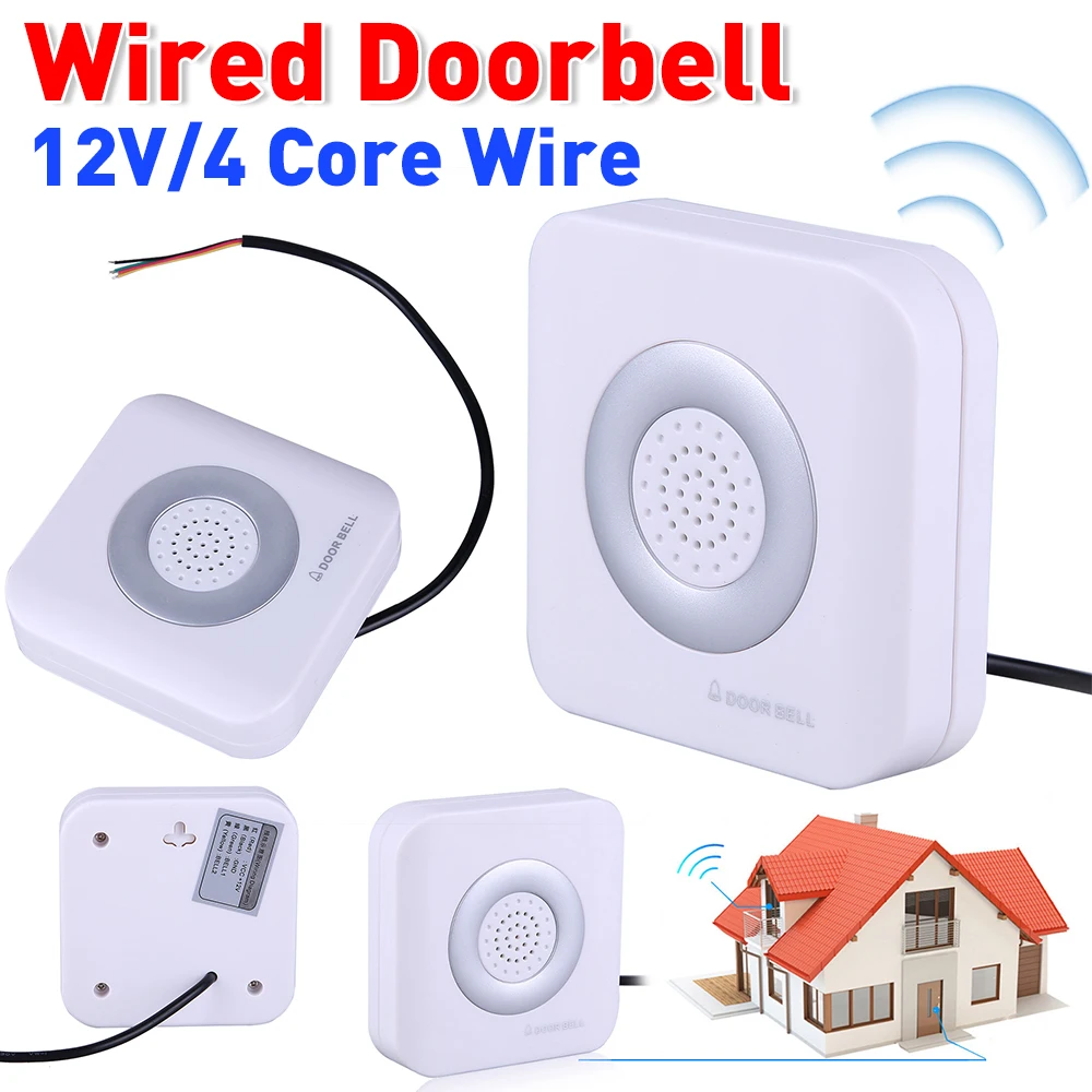12V Wired Doorbell 4 Core Din Don Hardware Doors Bells Control System Door Bell Panel Doorbells For Homes Offices Hotels wired doorbell