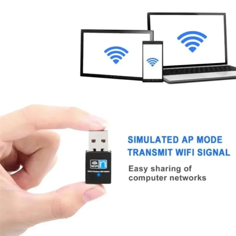 USB WiFi 어댑터 300Mbps 2.4Ghz 무선 네트워크 카드 어댑터 데스크탑 노트북 PC Windows 10 8 7용 USB 2.0 동글 어댑터