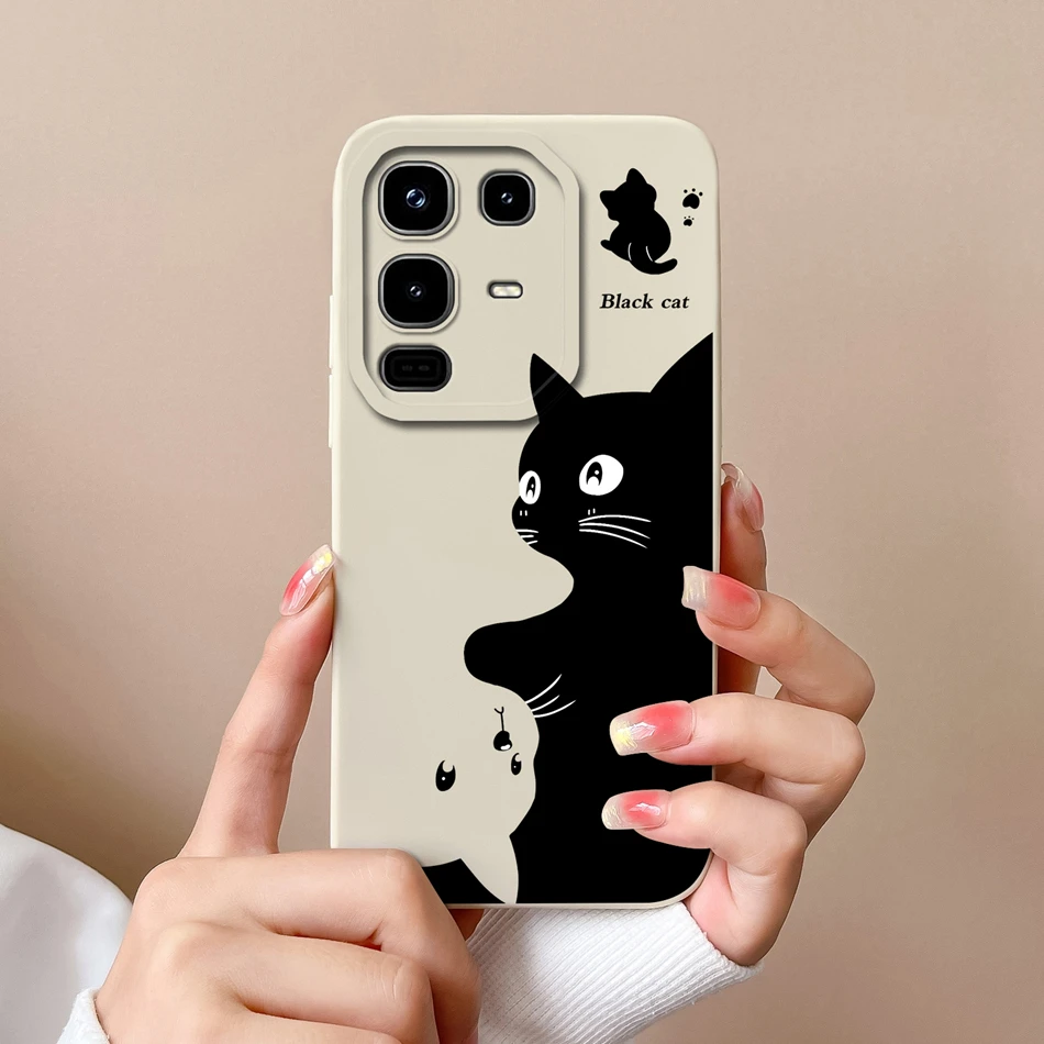 Cartoon Cute Design Phone Case - Full Protection Soft Liquid Silicone Back Cover Bumper
