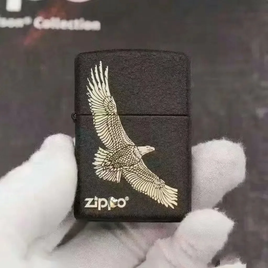 Accendino Zippo Nero Smerigliato Modello Aquila Collezione Antivento In Scatola