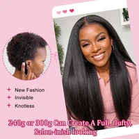 Crépus droit birman bouclés plume Crochet Extension de cheveux humains pré-séparé sans noeud réutilisable pré-bouclé Crochet cheveux humains 5