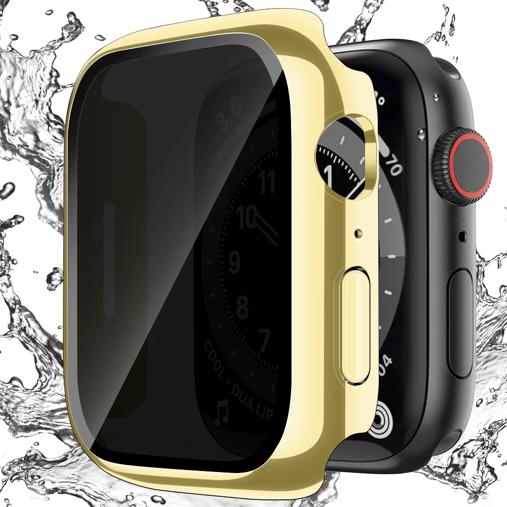 Premium Privacy Screen Protector Hard Case for Apple Watch, Tempered Glass Cover