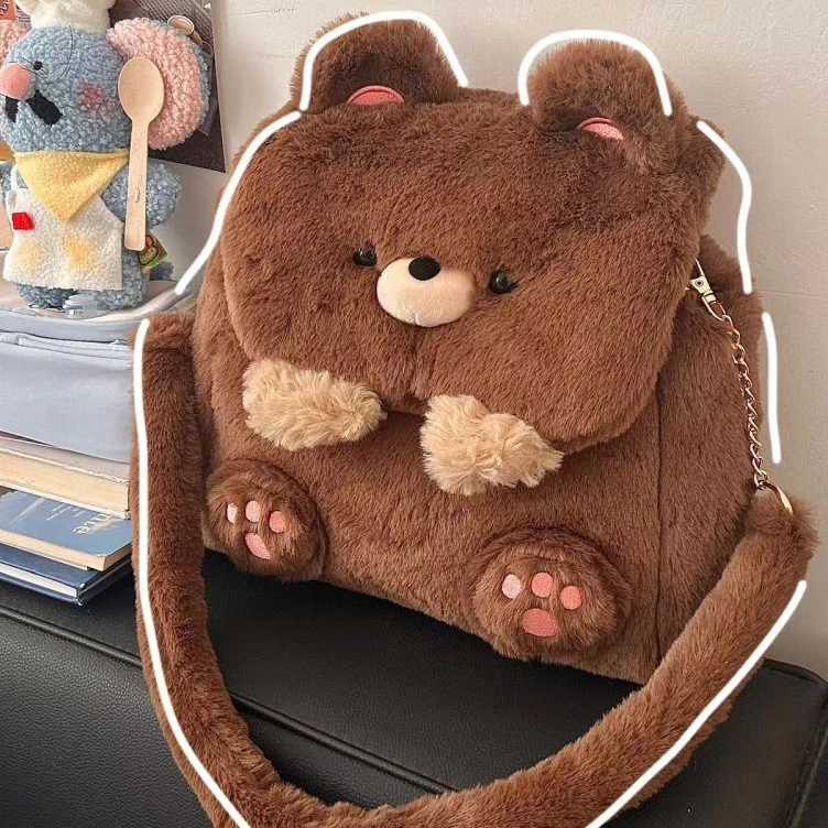 Japanese Cartoon Large Capacity Storage Bag Backpack Schoolbag Student Crossbody Bag School Bag Kawaii Plush Bear 4
