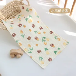 Soft Cotton Muslin Baby Towel and Burp Cloth Set (Tulip bear)