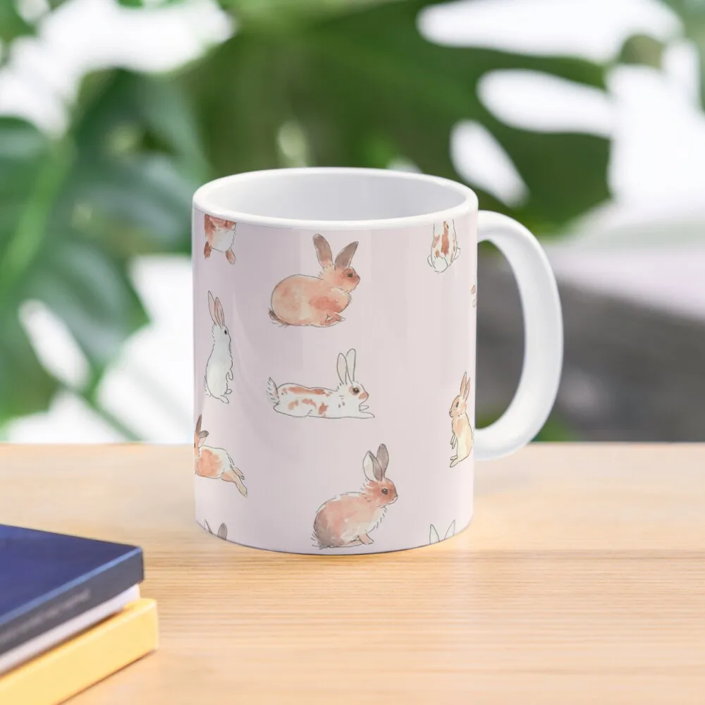 

Bunny Rabbit Pattern on Pastel Pink Coffee Mug Mate Cups Cups Free Shipping Customs Thermal Cups To Carry Mug